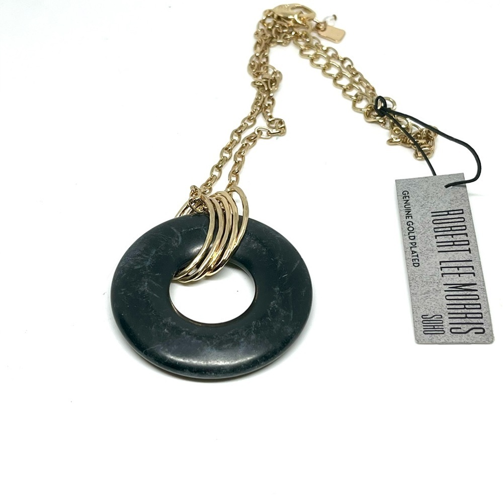 Robert Lee Morris Onyx Stone Ring Necklace NWT